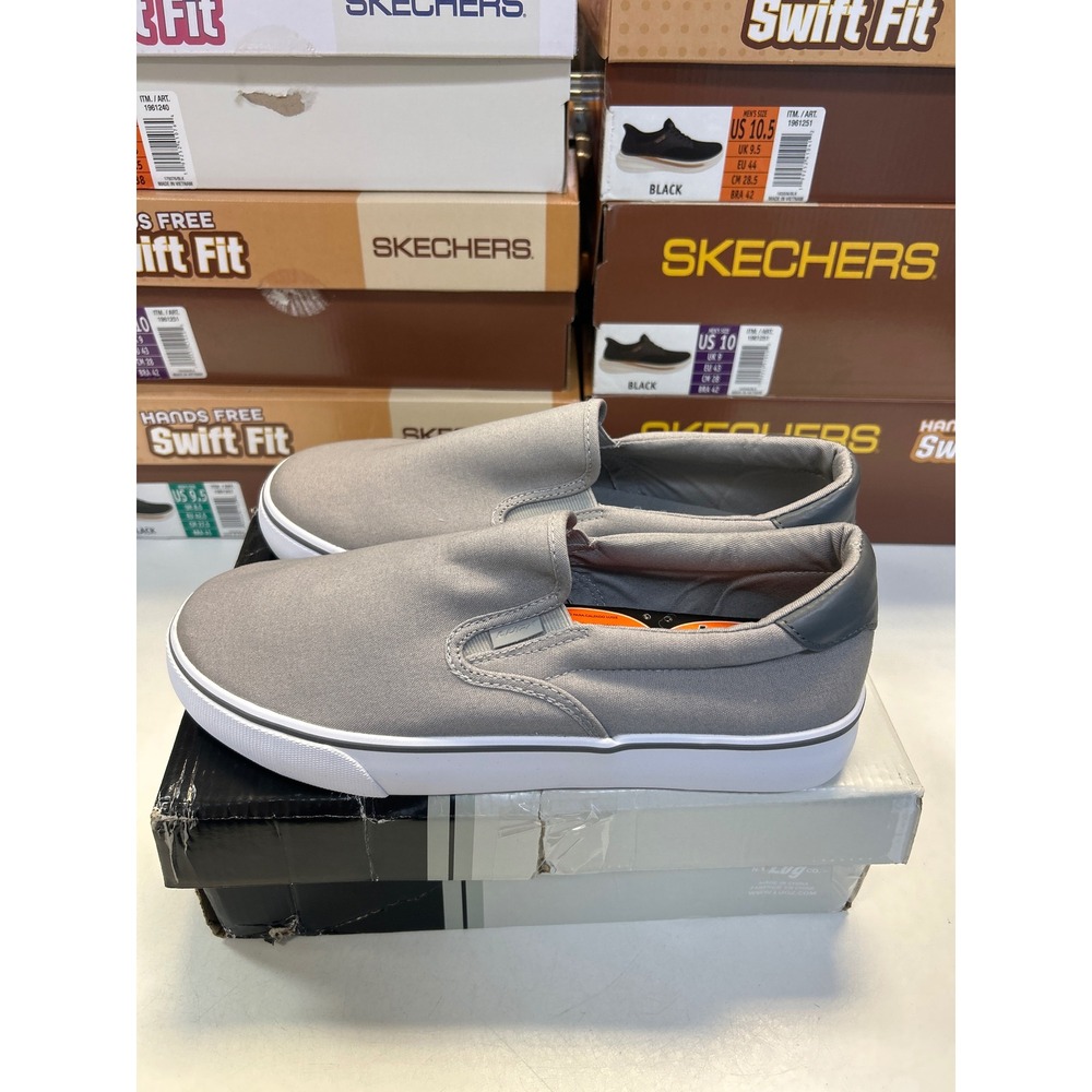 Lugz Clipper Wide Sneakers Women 9.5W Alloy Charcoal Canvas Slip On Shoes 0598